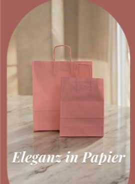 Rosa Papiertragetasche mit Papierkordel in zwei verschiedenen Größen