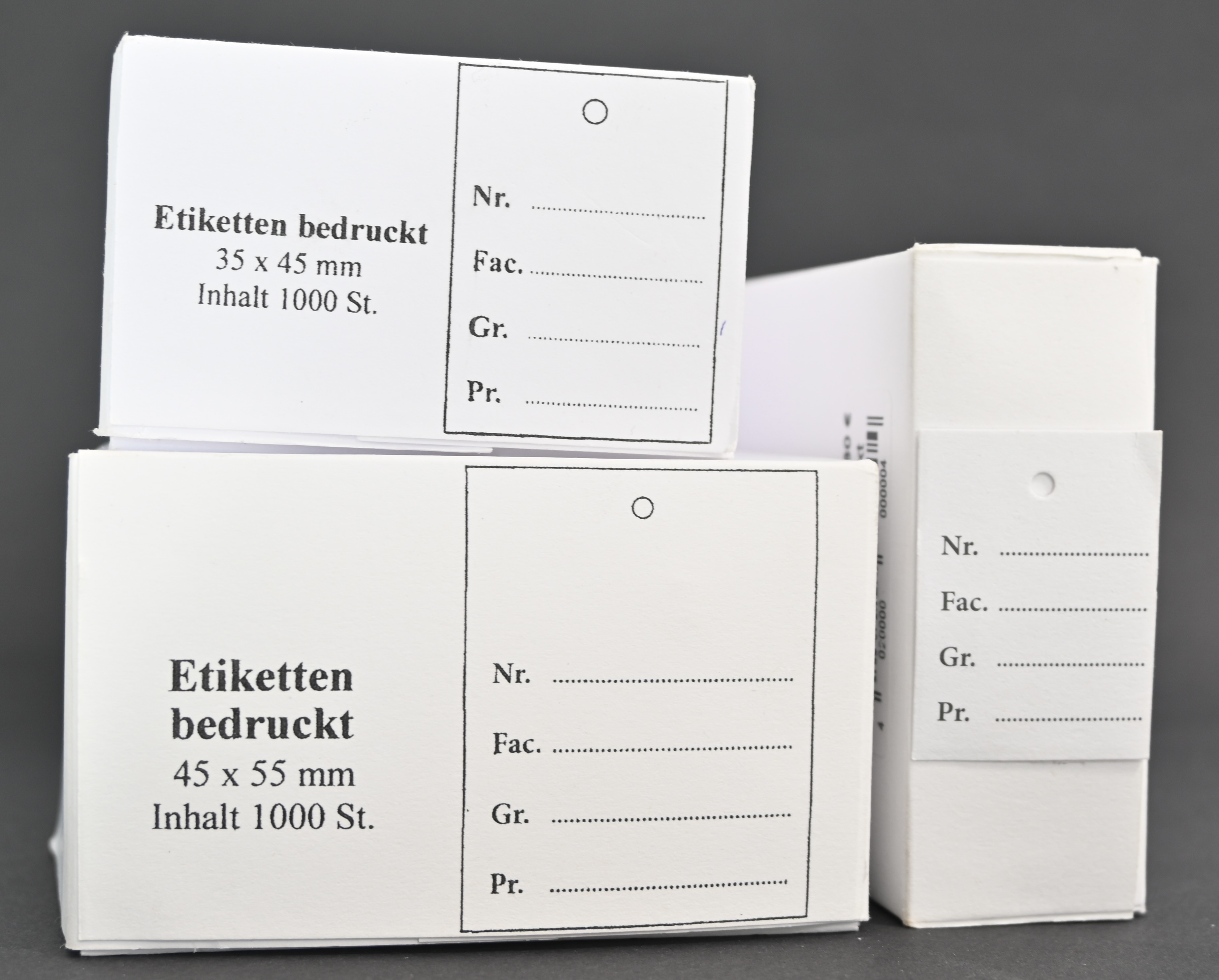 Etiketten weiß bedruckt, gelocht , 1000 Stück 
