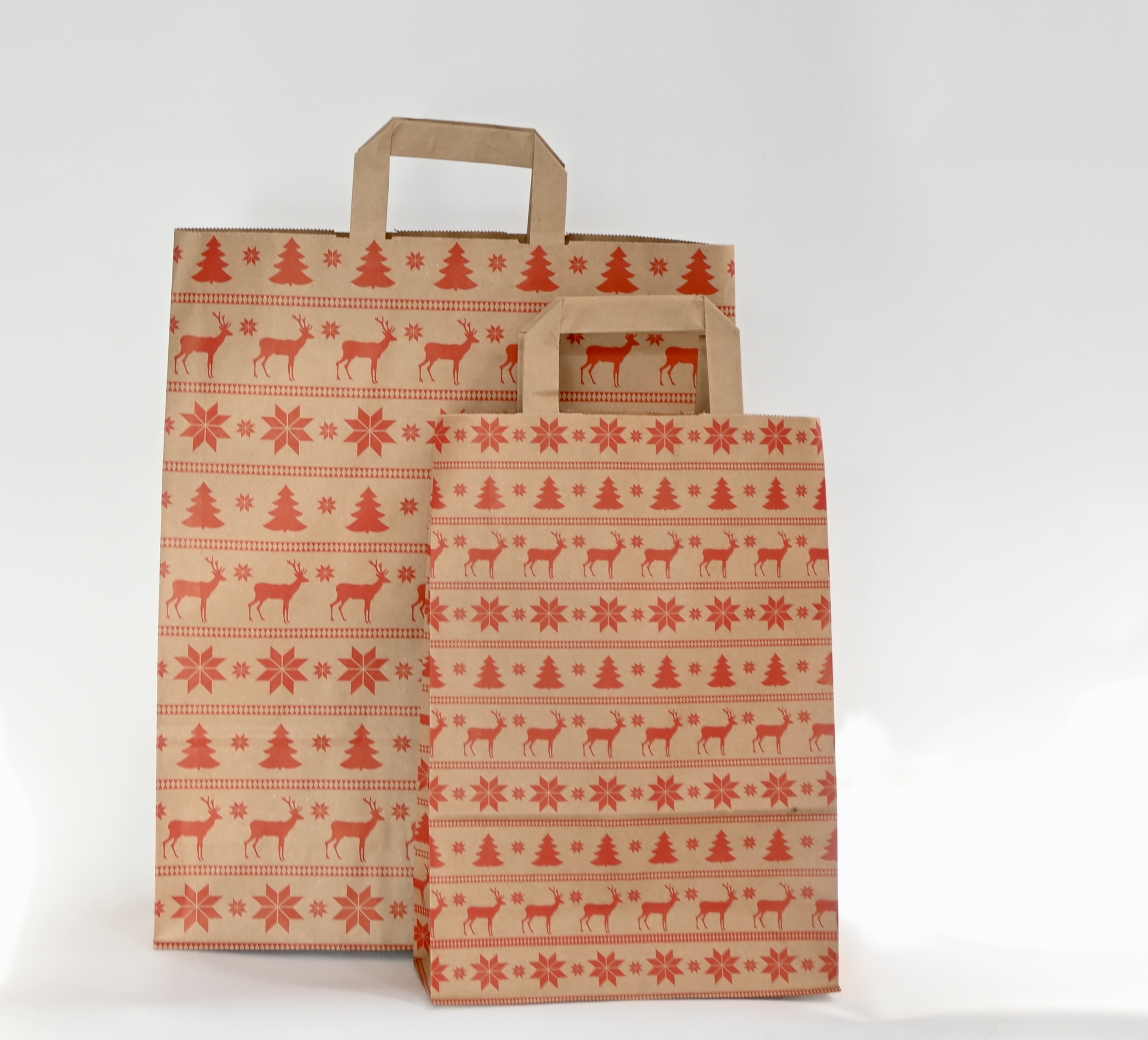 Weihnachts- Papiertragetasche NORWAY Natur Flachhenkel Weihnachts- Papiertragetasche NORWAY Natur Flachhenkel