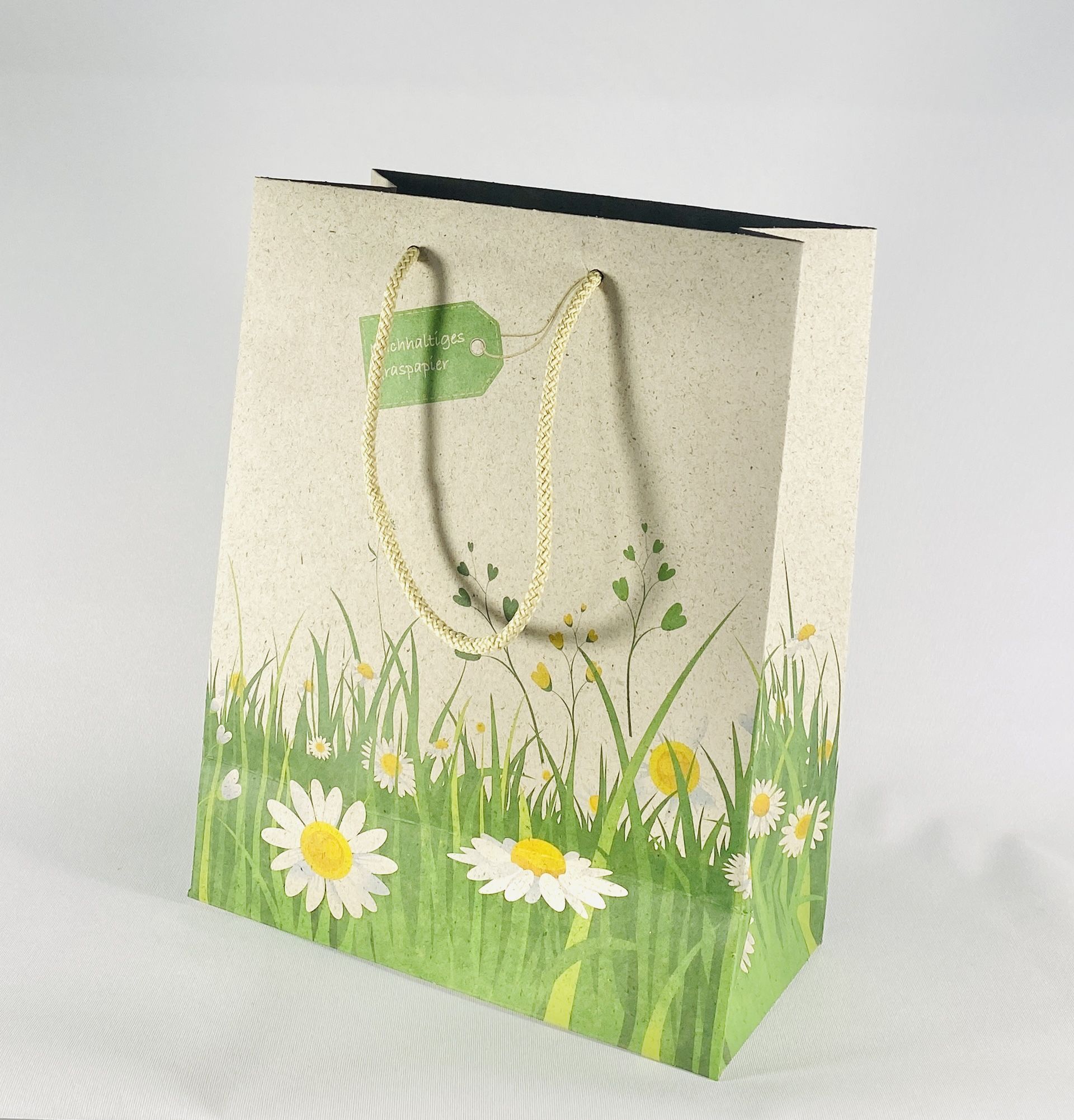 image0 Papiertragetaschen 25 Stück aus Graspapier mit Stoffband