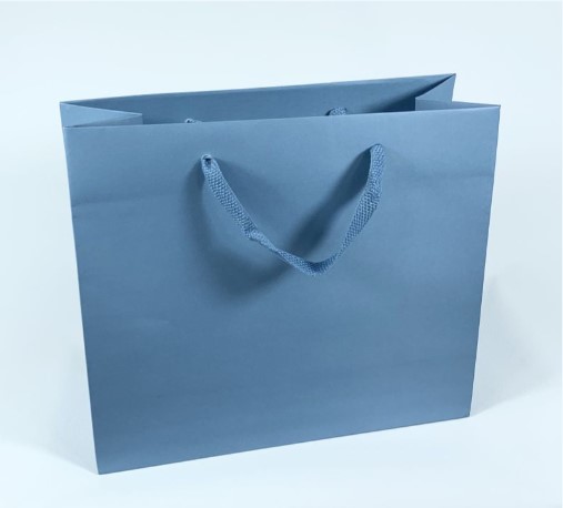 Blaue Papiertragetaschen mit Baumwoll-Band, 10 Stück, verschiedene Größen 24–54 cm, stilvoll und stabil