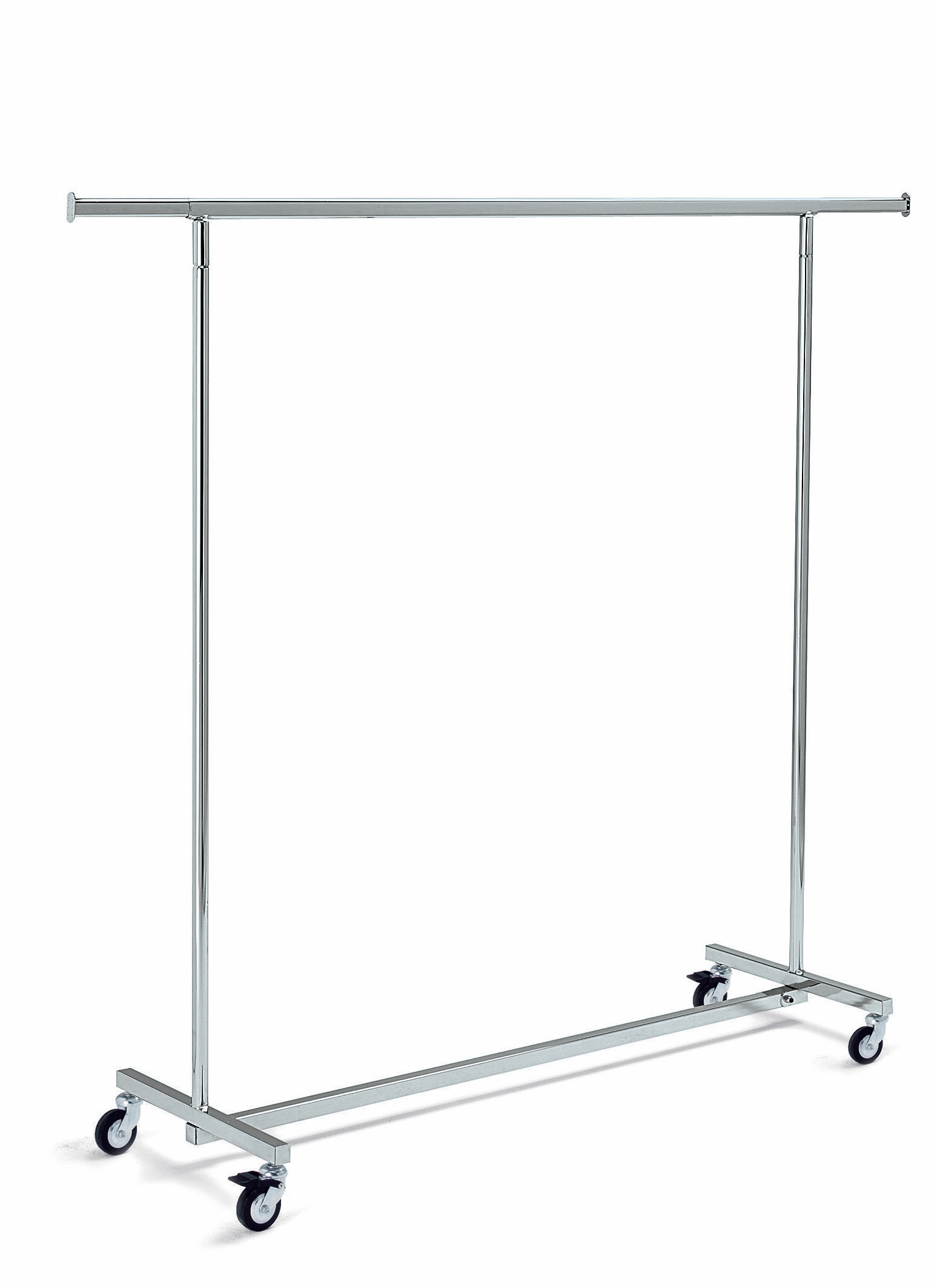 Verchromter Rollständer auf Rollen – stabil, mobil und höhenverstellbar