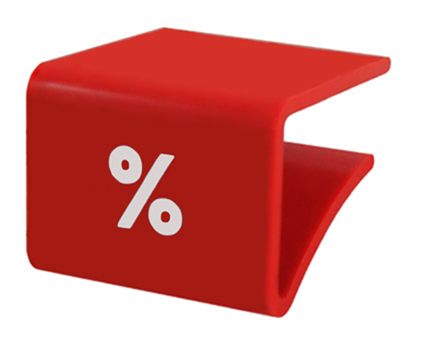 Regalbodenaufstecker für Holzfachböden rot/weiß oder blanko 