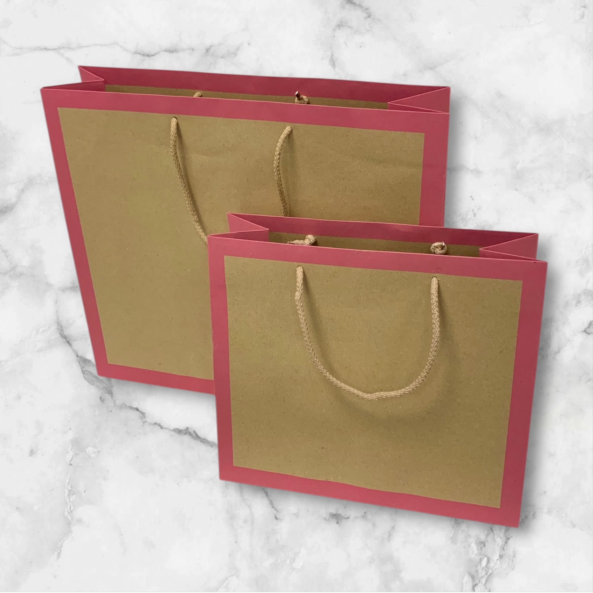 Papiertragetasche Frame-Pink mit Baumwollkordel, 10 Stück