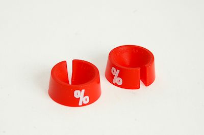 Größenreiter, 25-er Packung bedruckt "%"