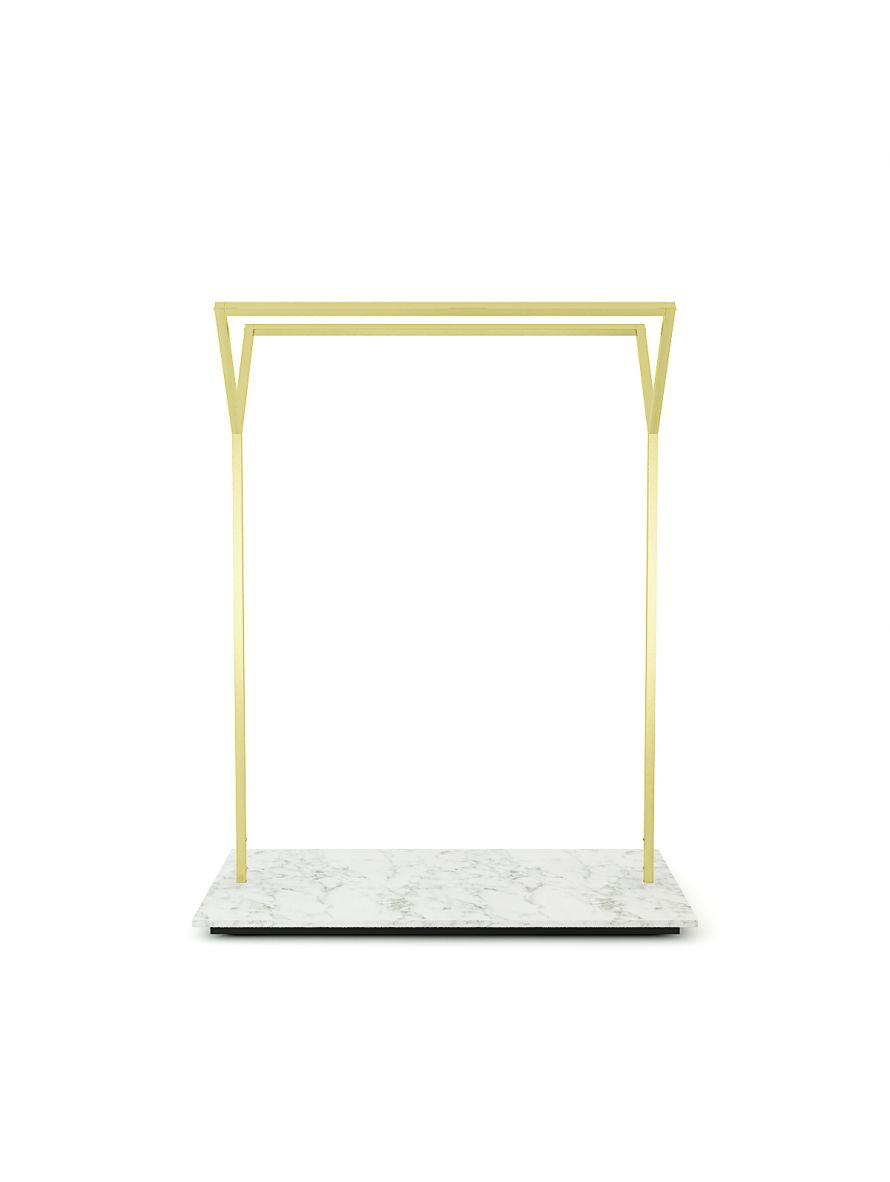 Doppelständer 128 cm Messing, Vorderansicht, elegante Präsentation