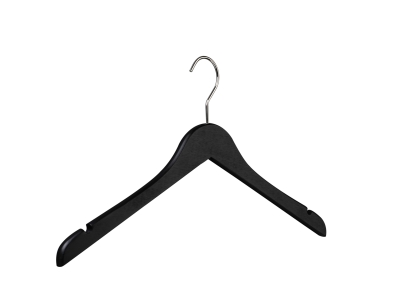 Holzkleiderbügel flach, mit Kerbe, schwarz oder weiß lackiert, L44cm (VE 50 Stück) Holzkleiderbügel flach, mit Kerbe, schwarz oder weiß lackiert, L44cm (VE 50 Stück)