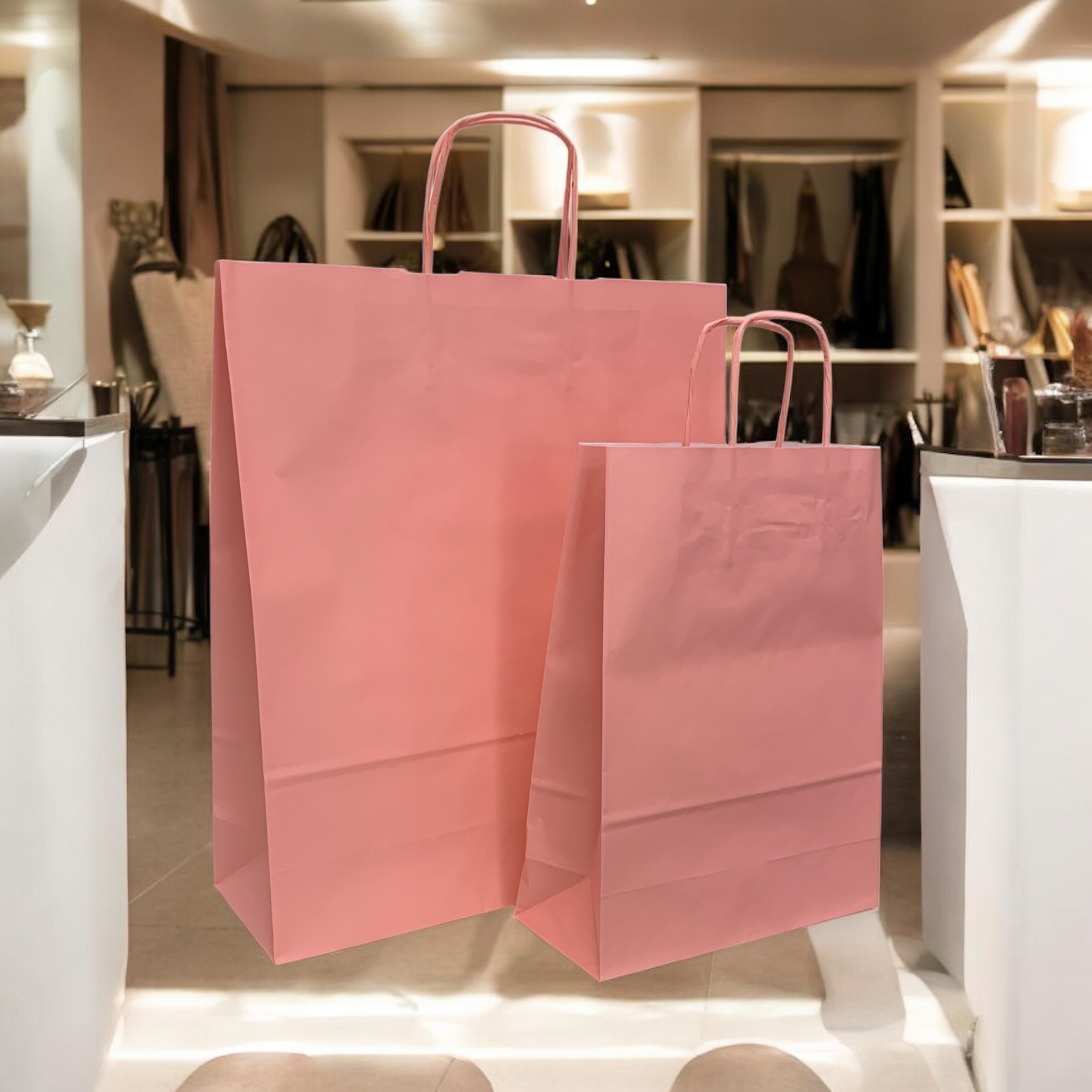 Papiertragetasche rosa groß mit Kordel, VE=25 Stück Papiertragetasche rosa groß mit Kordel, VE=25 Stück