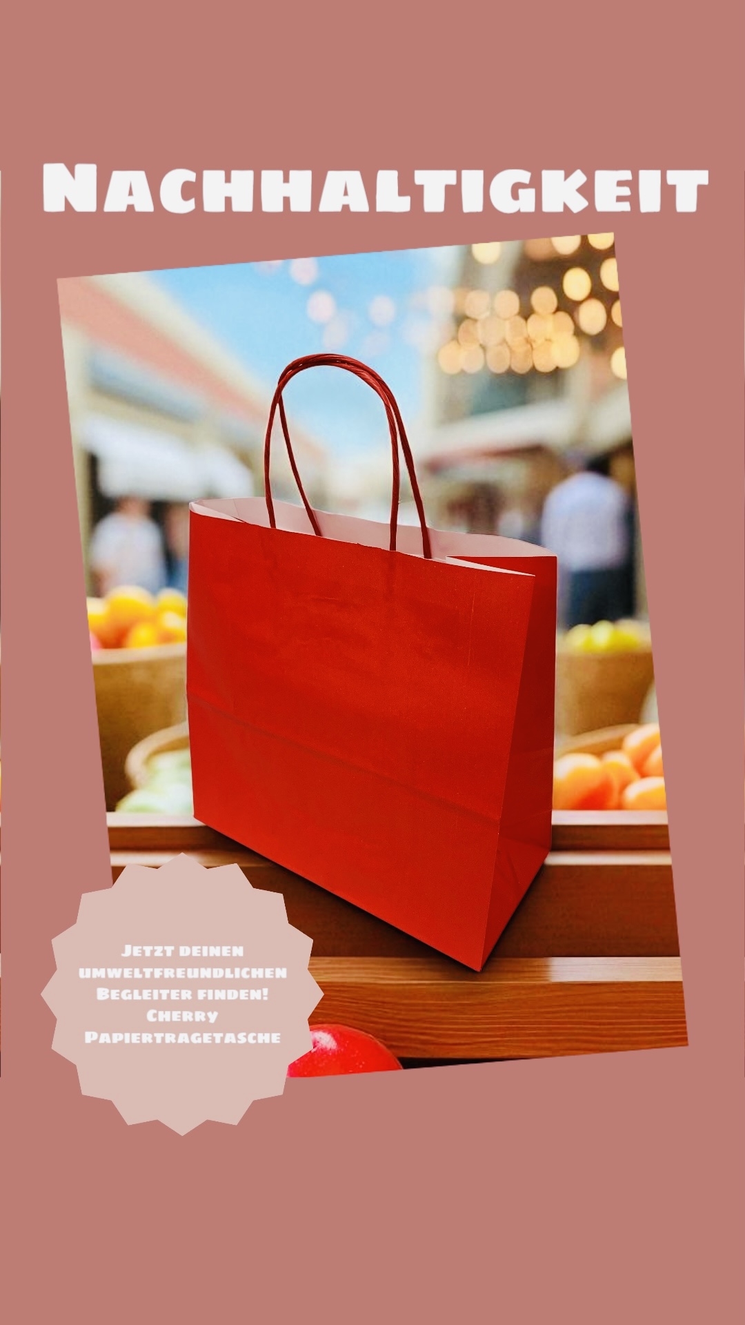 Papiertragetasche spring cherry mit Papierkordel,  25 Stück Papiertragetasche spring cherry mit Papierkordel,  25 Stück