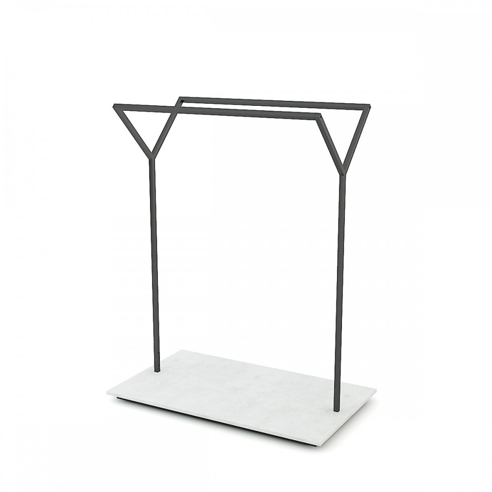 Doppelständer 128 cm Schwarz, Seitenansicht, stabile Konstruktion