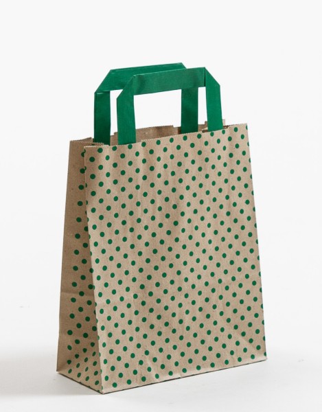 Kleine Papiertragetasche Gras DOTS, 18 x 8 x 22 cm, 25 Stück