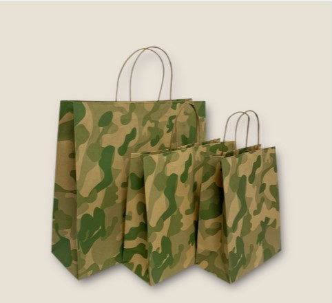 Papiertragetasche alle Größen Camouflage-grün