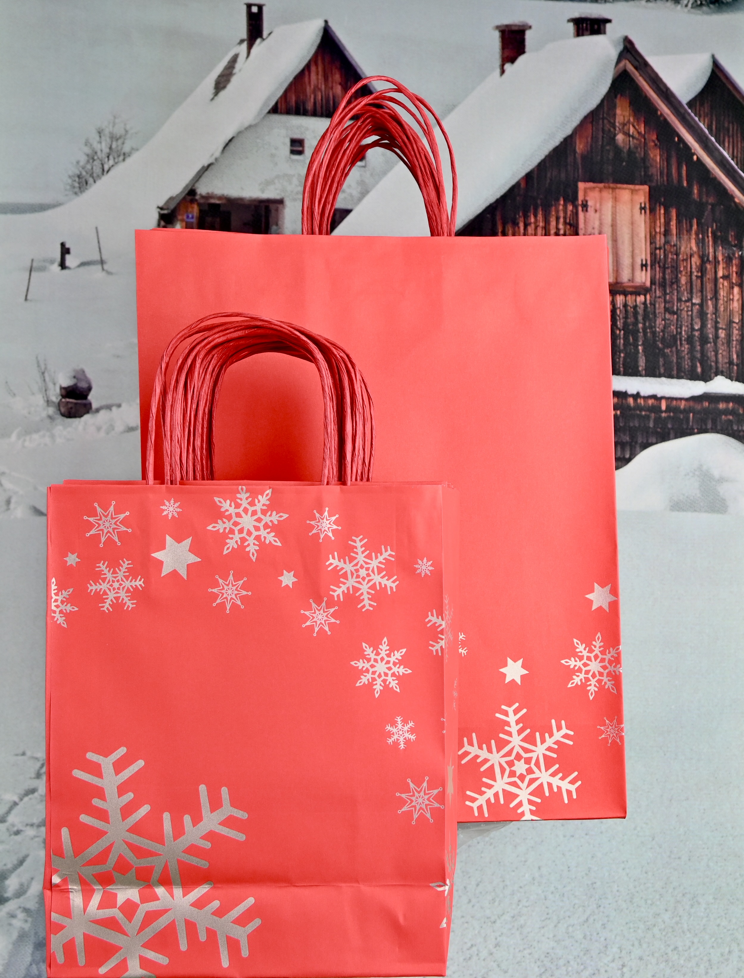 Papiertragetasche 25 Stück mit Papierkordel 22 cm, Weihnachtsmotiv Papiertragetasche 25 Stück mit Papierkordel 22 cm, Weihnachtsmotiv