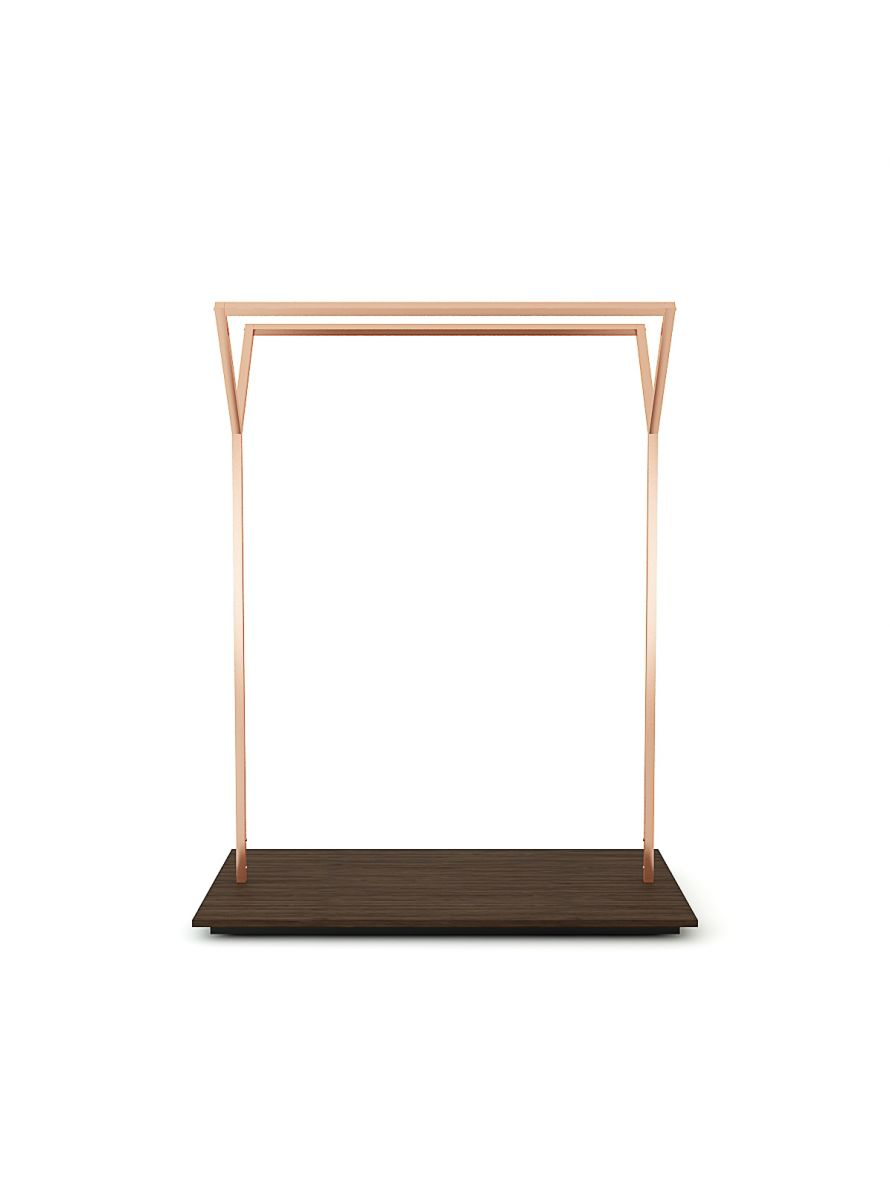 Doppelständer 128 cm Kupfer, Vorderansicht, elegante Kleiderpräsentation