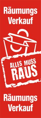 Plakat "Räumungsverkauf" Langbahn 48x138cm, 1 Stück