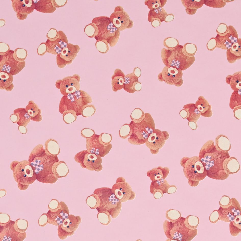 Vorderansicht Kinder Geschenkpapier Bär-rosa 50 cm x 50 m, niedliches Bärmotiv für Großhändler