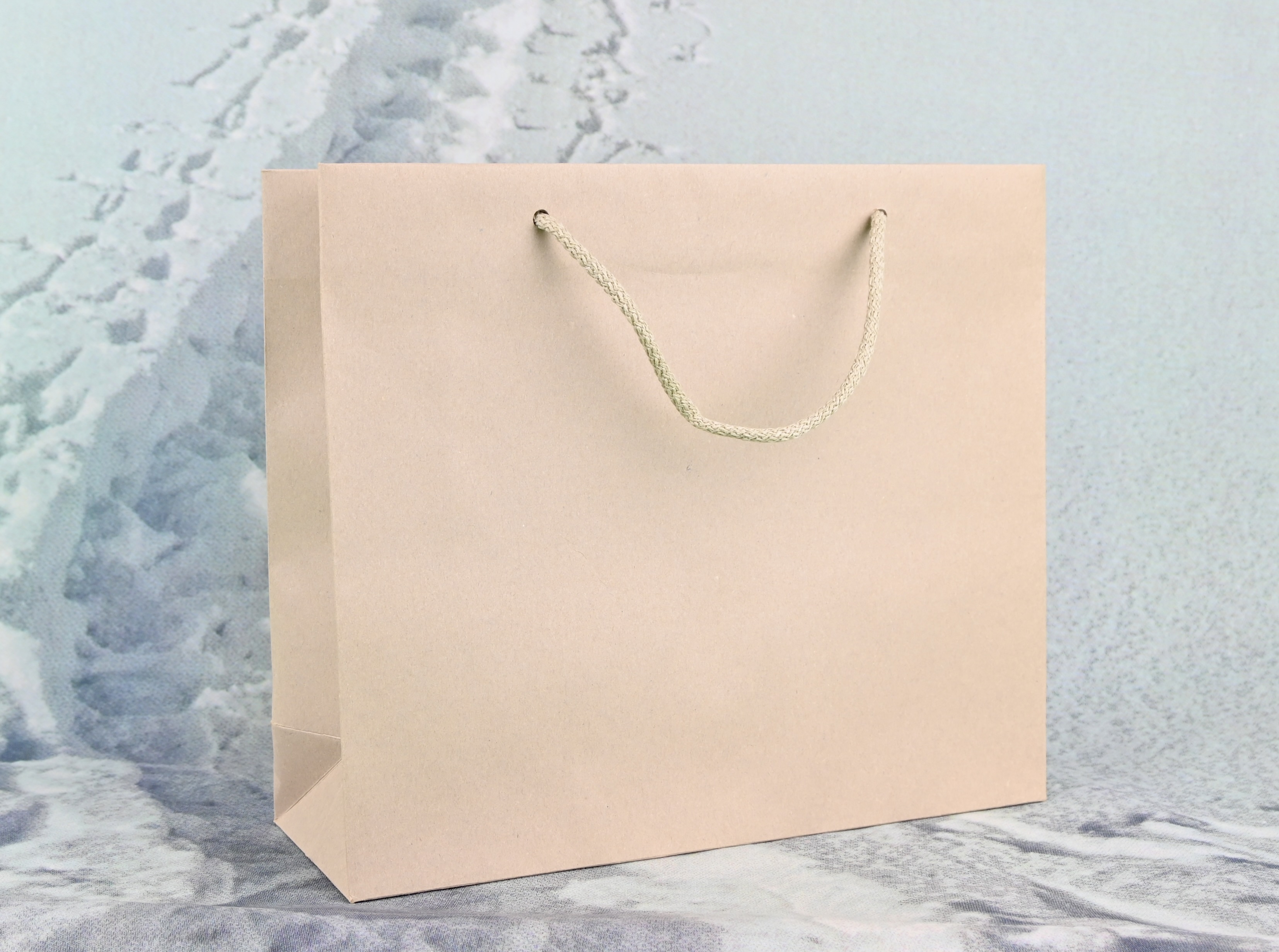 Papiertragetasche IVORY mit Stoffband, 10 Stück Papiertragetasche IVORY mit Stoffband, 10 Stück