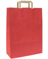 Papiertragetasche rot einfarbig mit Flachhenkel, Karton