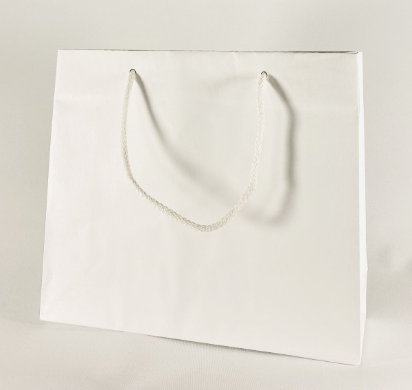 Papiertragetasche blanco mit Baumwoll-Kordel, 10 Stück-